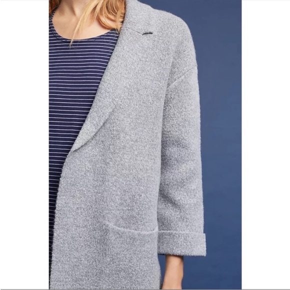 Anthropologie Moth Angie Women's Gray Knit Open Front Sweater - Picture 4 of 15